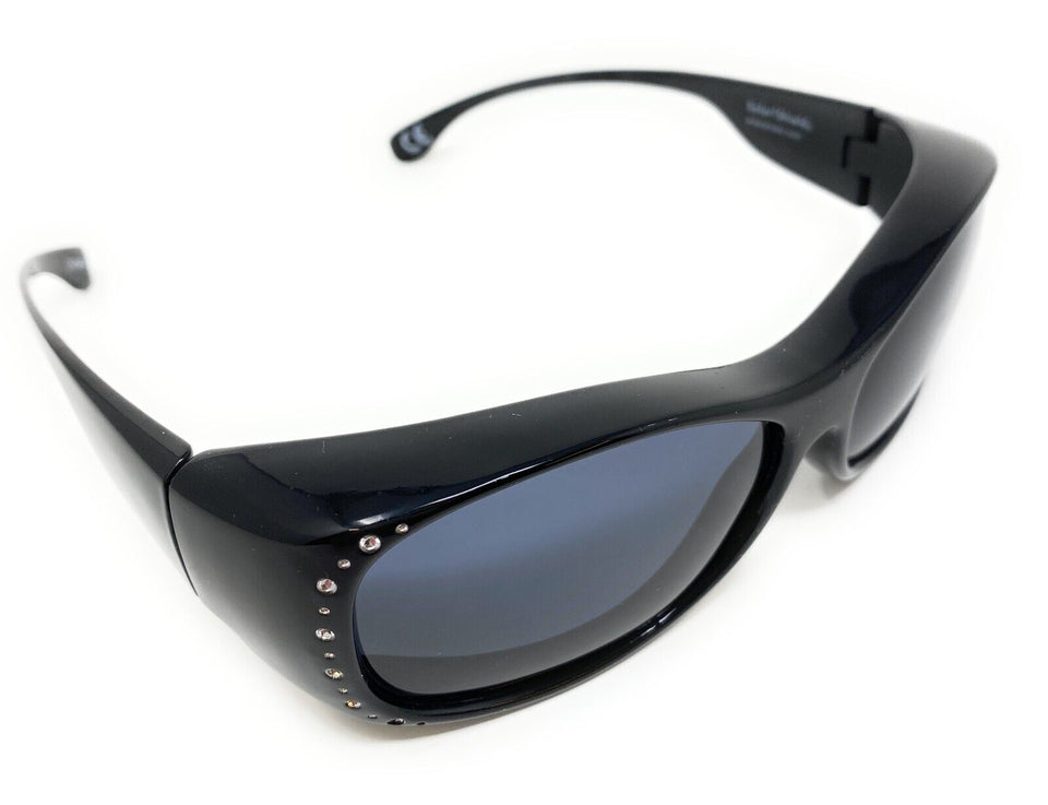 Polarised Sunglasses Optical Covers Over Spectacles BLACK Diamond Effect 571 12