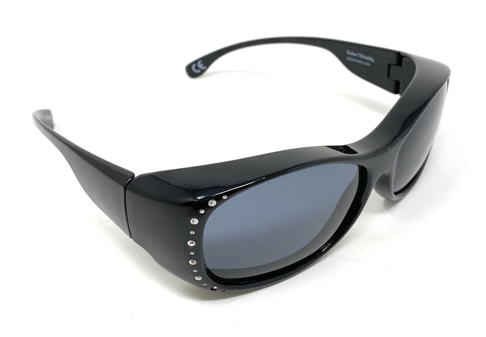 Polarised Sunglasses Optical Covers Over Spectacles BLACK Diamond Effect 571 9