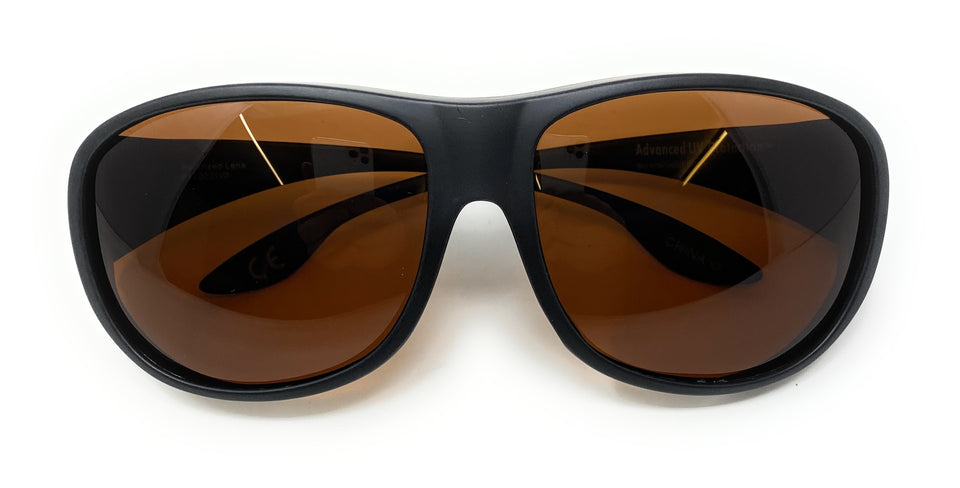 Sunglasses Polarised Optical Covers Brown Wraparound Lenses 579 9