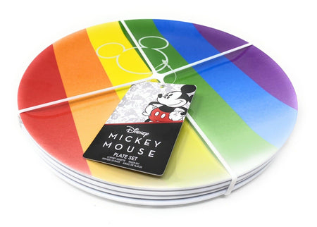 Mickey Mouse Rainbow Melamine Plates Set 4 Disney Funko.