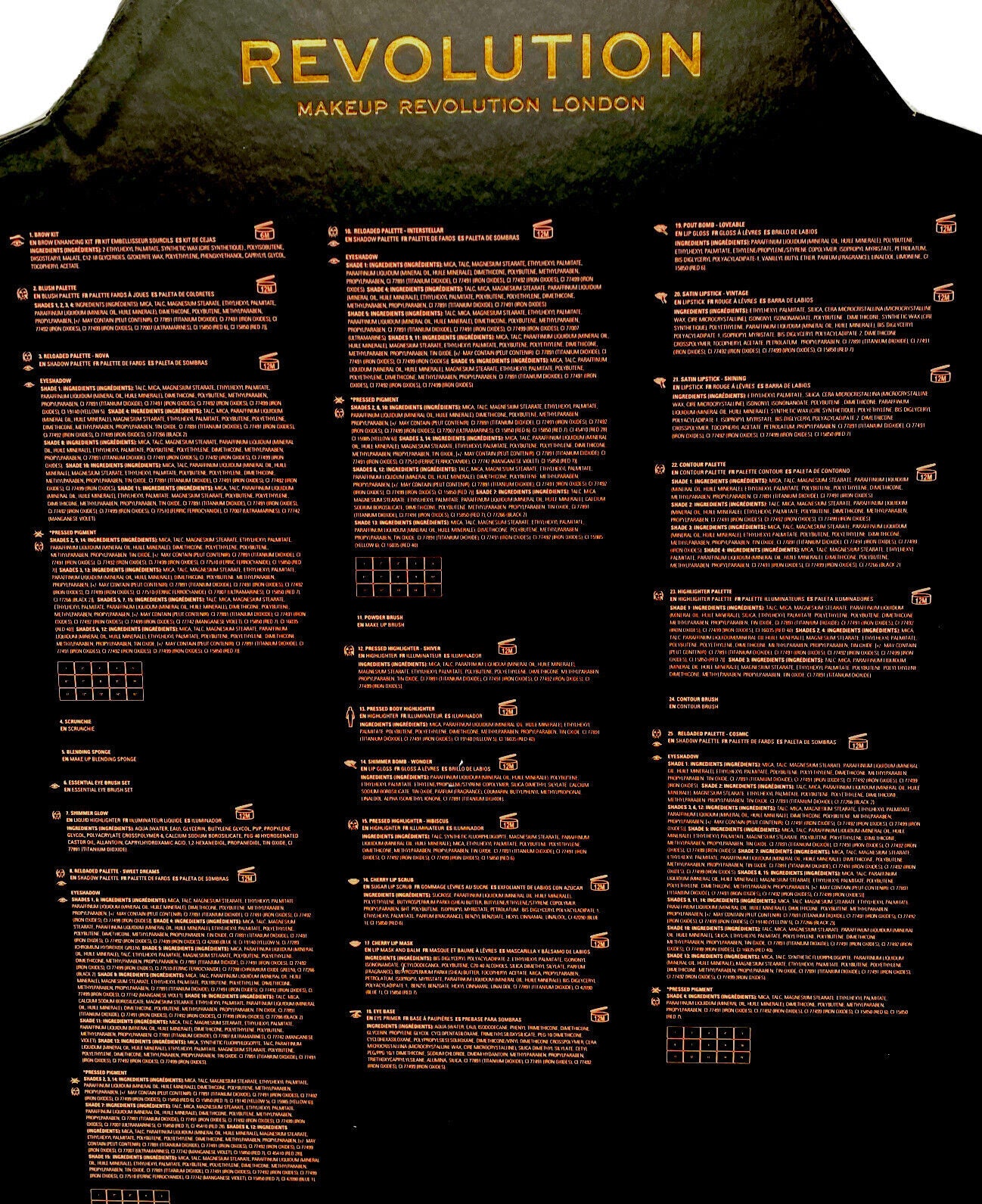 Revolution Makeup Advent Calendar You are a Star Cosmetic Beauty Gift Set Ingredients