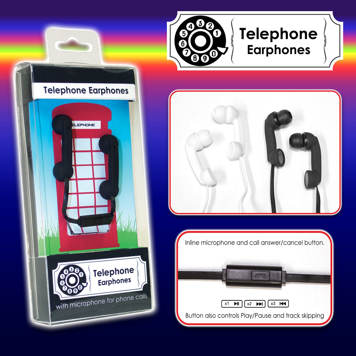 Retro Design Telephone Earphones With Built In Microphone