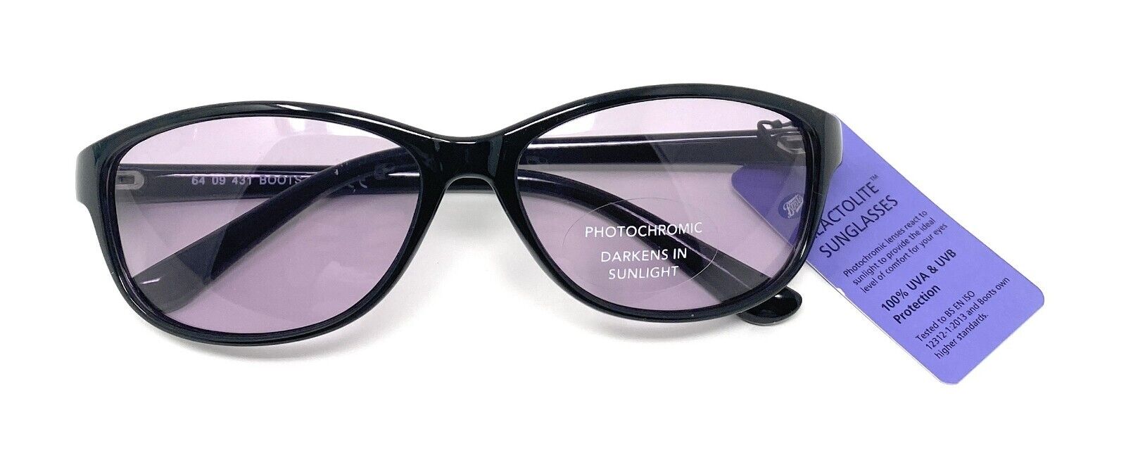Boots REACTOLITE™ Sunglasses Photochromic Black Frames 123F