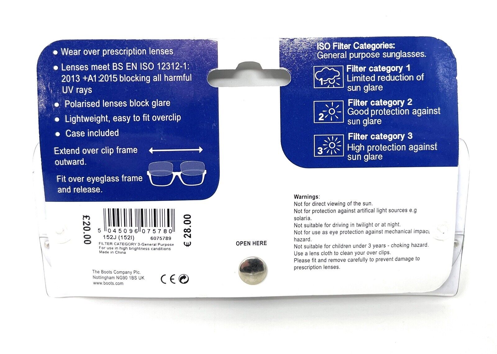 Boots Overclips Sunglasses Polarised Lens  152J 2