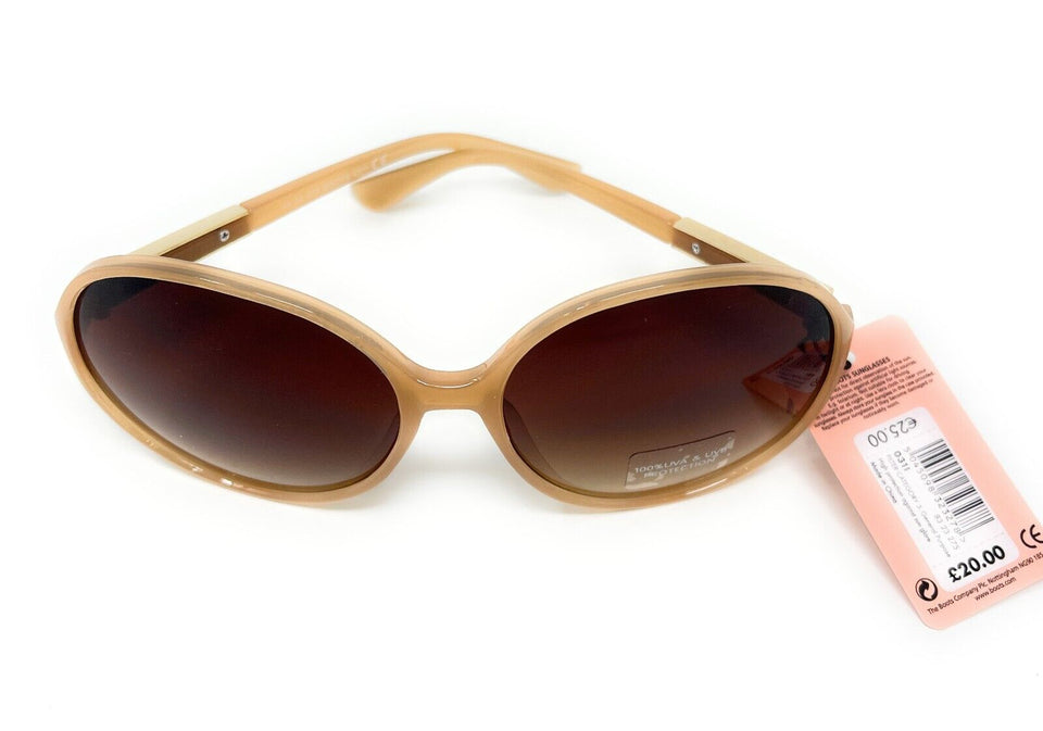 Ladies Sunglasses Brown Gold Metal Detail Boots 031I 1