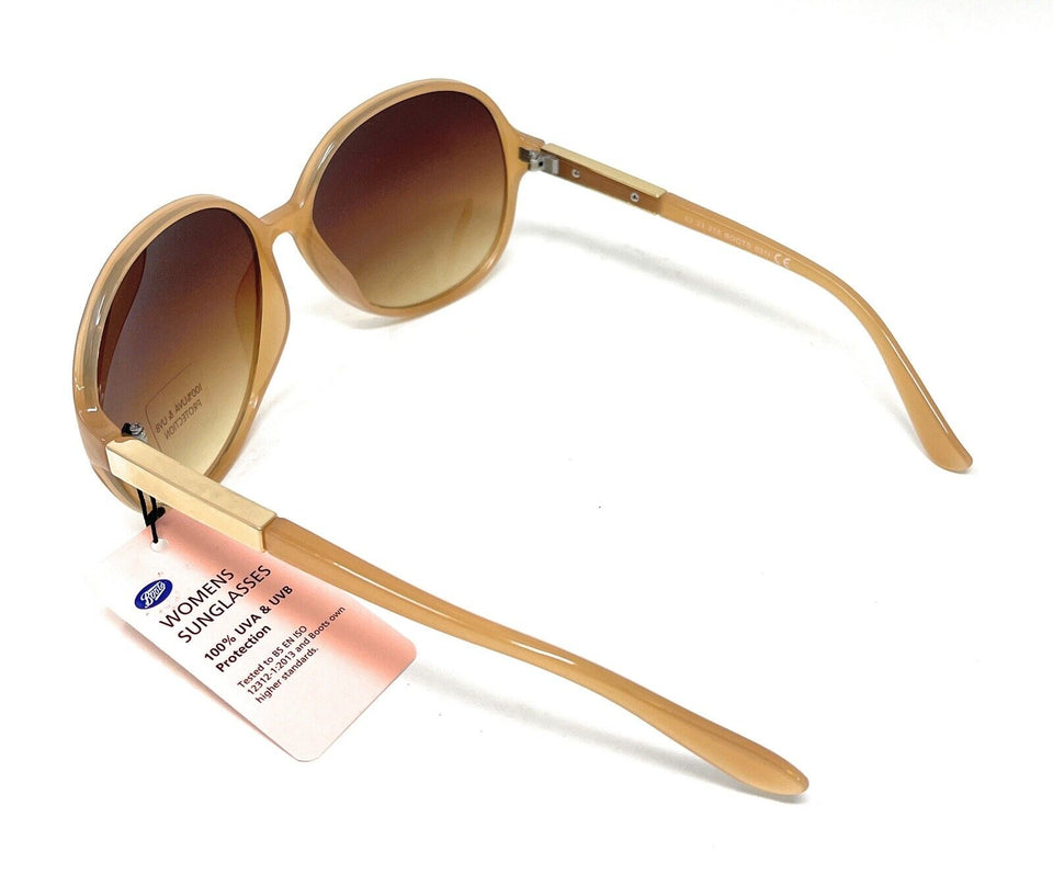Ladies Sunglasses Brown Gold Metal Detail Boots 031I 7