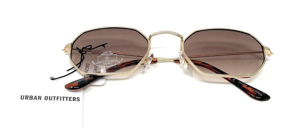 Sunglasses Gold Frame Brown Lens Urban Outfitters 42380 1