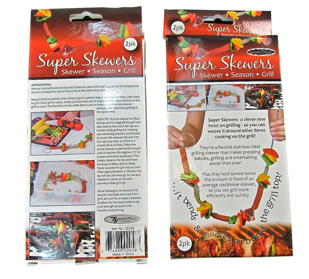 Super Skewers Stainless Steel Flexible Skewer - 2 pack