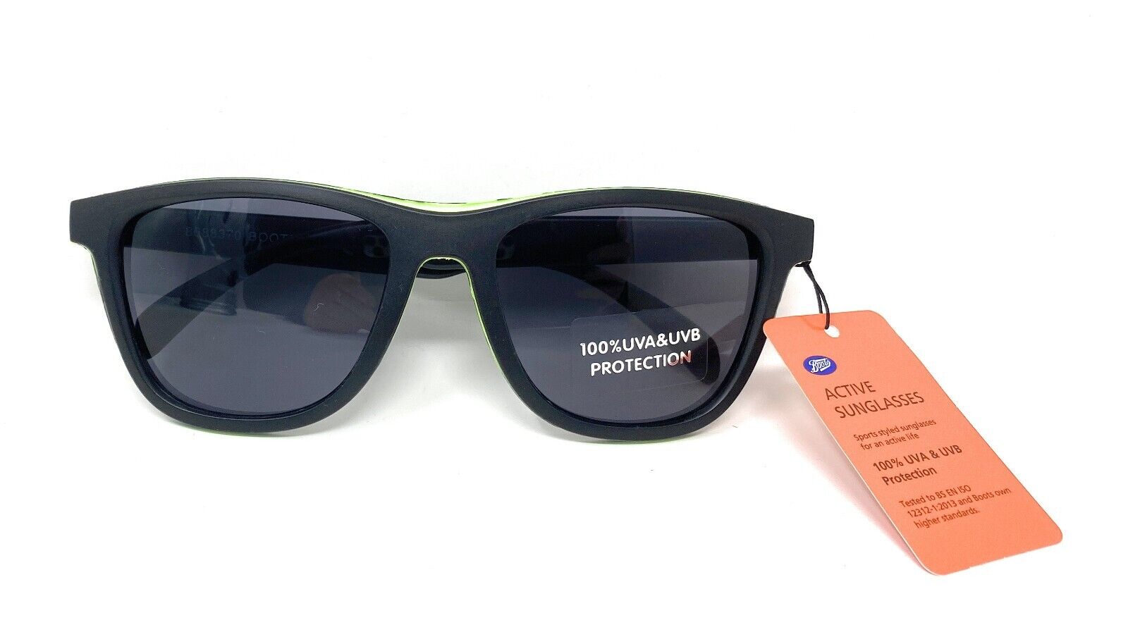 Boots Men's Active Sunglasses Black and Green Trim 122J 2