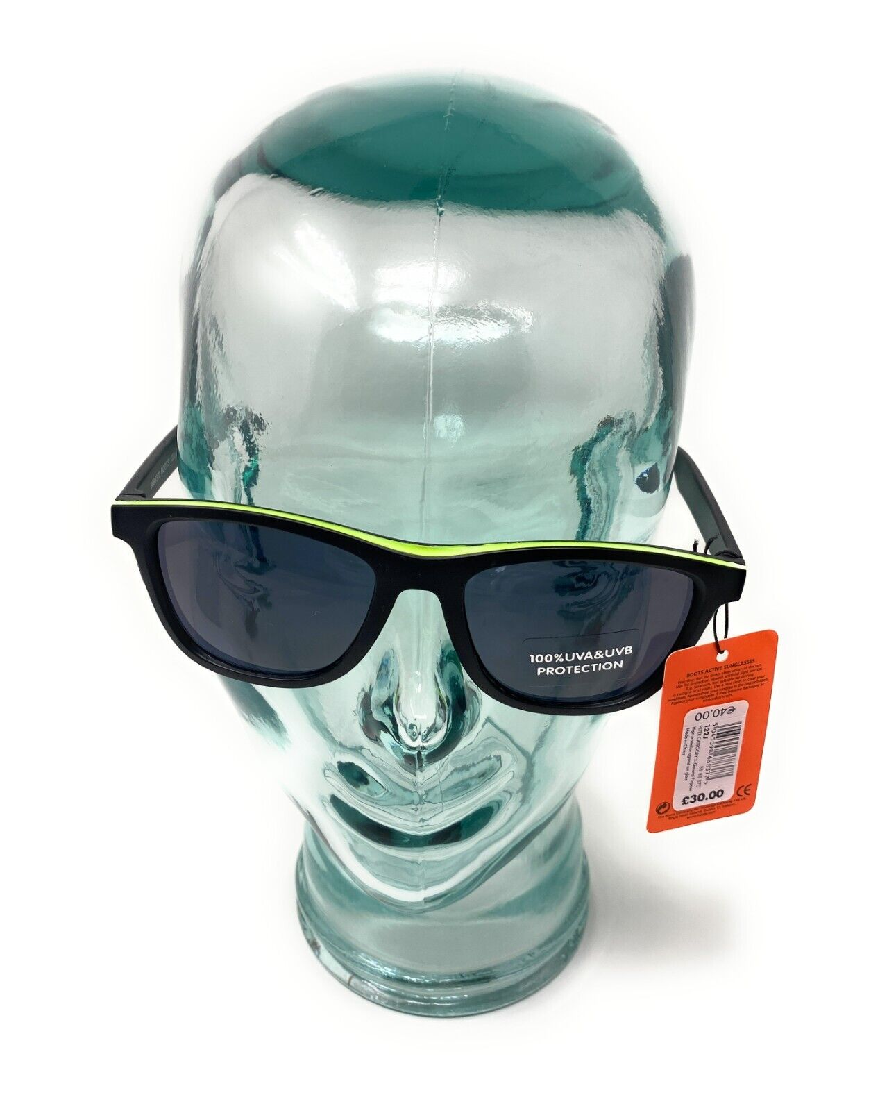 Boots Men's Active Sunglasses Black and Green Trim 122J 1