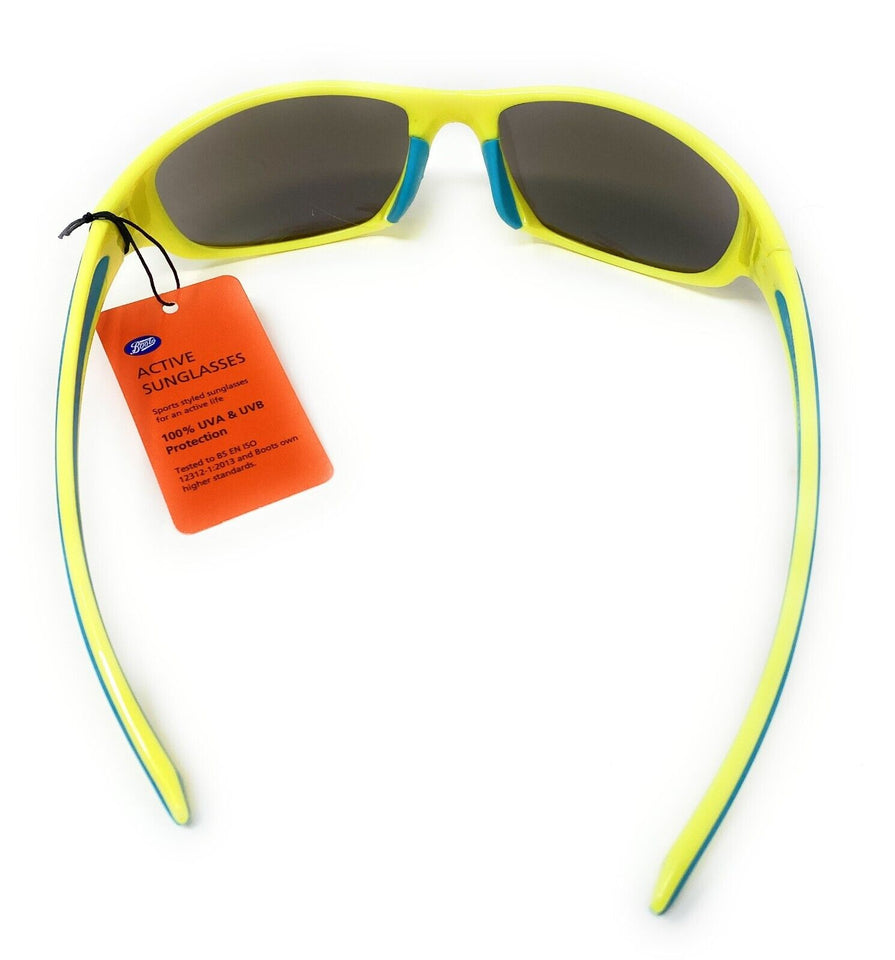 Boots Mens Active Sunglasses Yellow Sports Style Blue Trim 124J