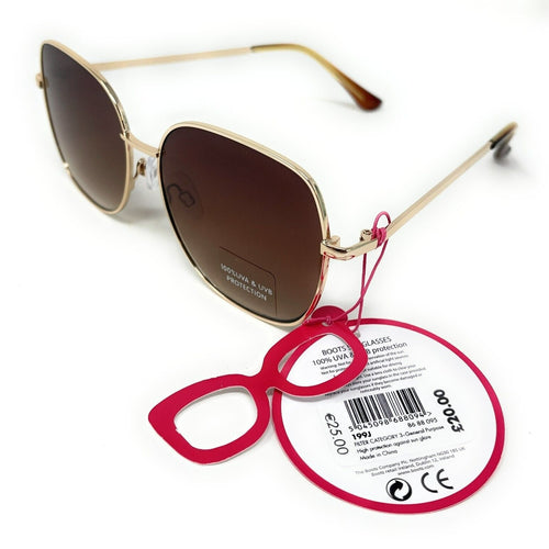 Ladies Sunglasses Metal Frame Brown Lens Boots 199J