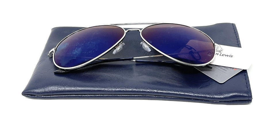 Ladies Sunglasses Silver Metal Blue Tint John Lewis 44501 1