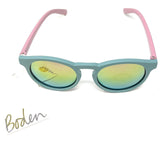 Mini Boden Sunglasses Girls Mirrored Lens Powder Blue/Pink Frames 3