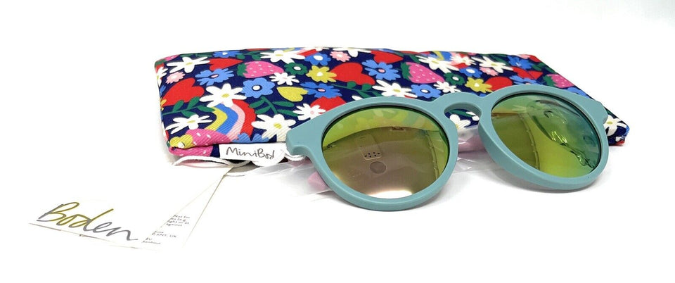 Mini Boden Sunglasses Girls Mirrored Lens Powder Blue/Pink Frames 10