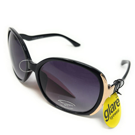 Glare Sunglasses Women's Black Frame with Gold Trim 1RHS79