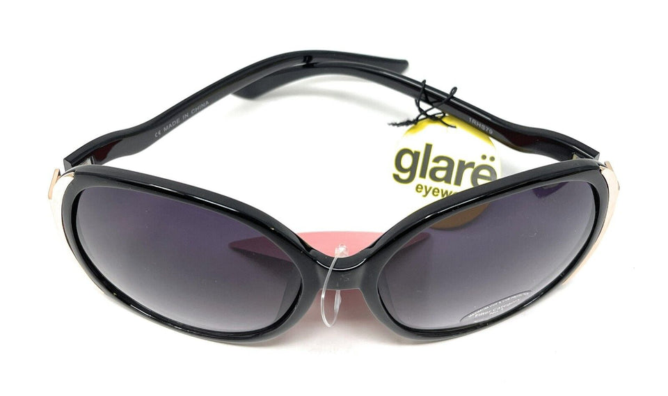 Glare Sunglasses Women's Black Frame with Gold Trim 1RHS79 2