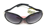 Glare Sunglasses Women's Black Frame with Gold Trim 1RHS79 2