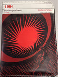 Book cover of '1984' by George Orwell with a red and black design on a white background