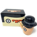 A Clockwork Orange novelty mug shaped like a character's face wearing a black bowler hat, shown next to its black and beige branded box labeled 'Clockwork Mug'.