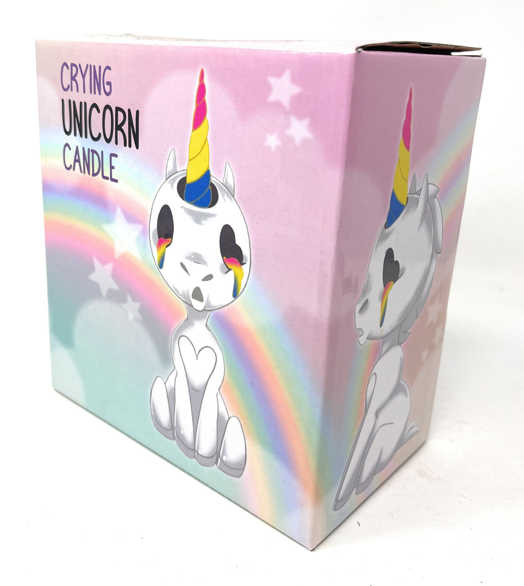 Crying Unicorn Candle Holder With 2 Rainbow Candle Horns White Porcelain