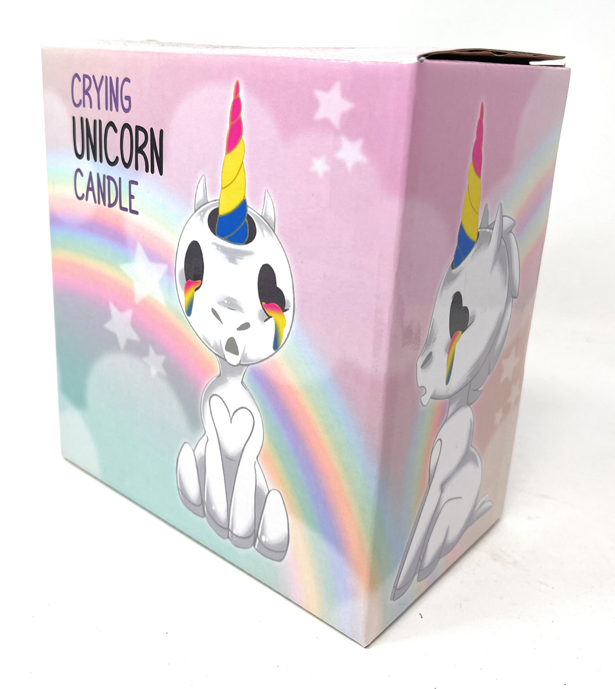 Crying Unicorn Candle Holder With 2 Rainbow Candle Horns White Porcelain