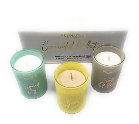 Revolution Mini Scented Candle Trio Grounded Gift Set.