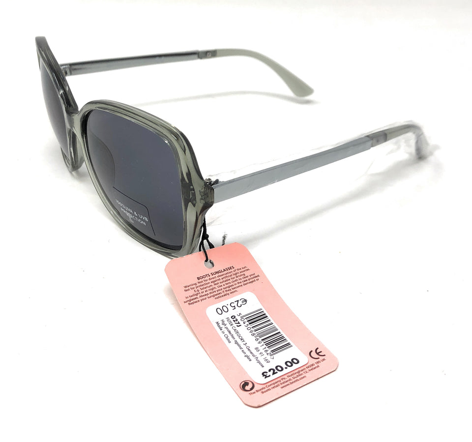 Grey Lens Women's Sunglasses with Green Frame by Boots
