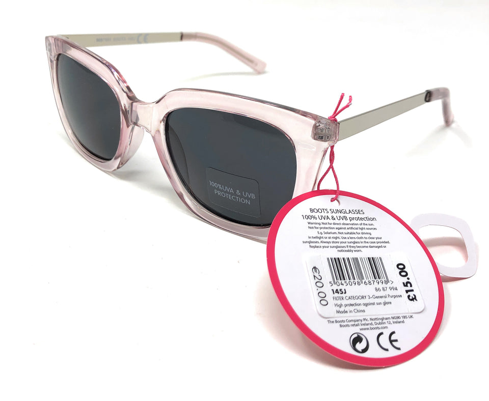 Retro Women's Sunglasses by Boots with Translucent Rose Frame