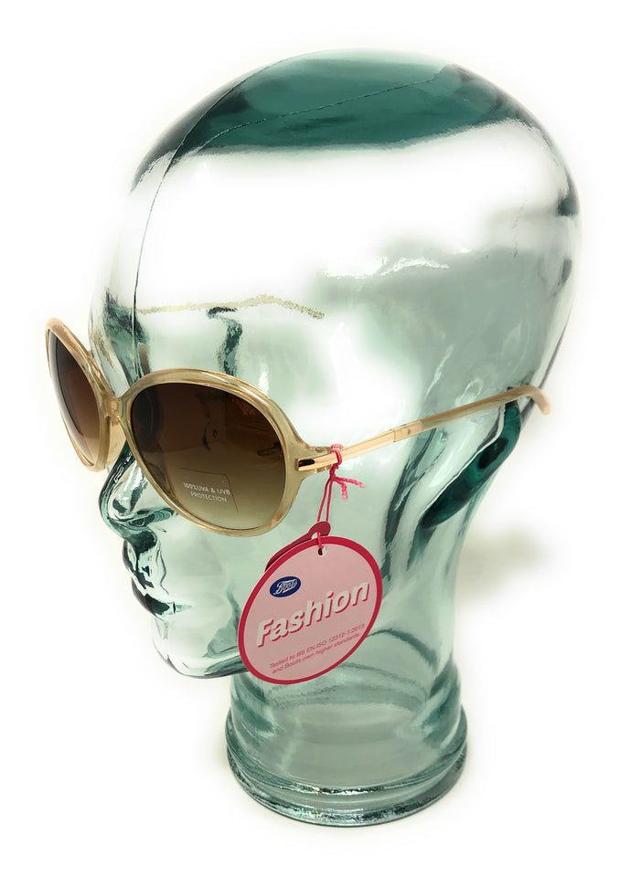 Oversized Women's Sunglasses by Boots with Translucent Gold Frame