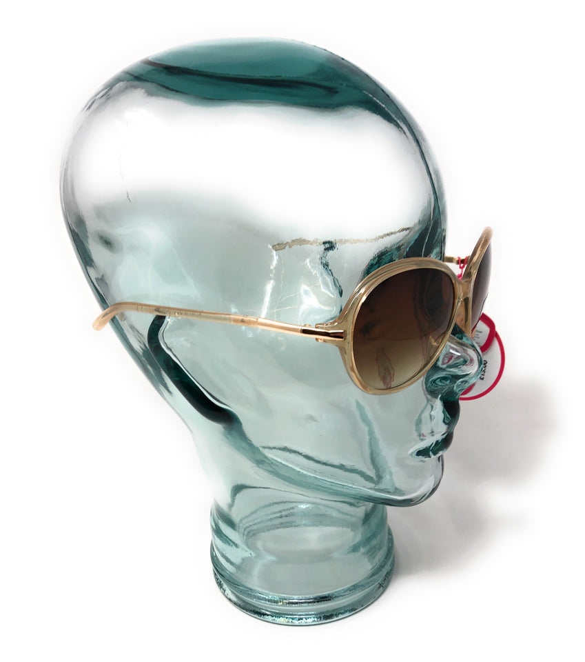 Translucent Gold Frame Women's Sunglasses with UV Protection
