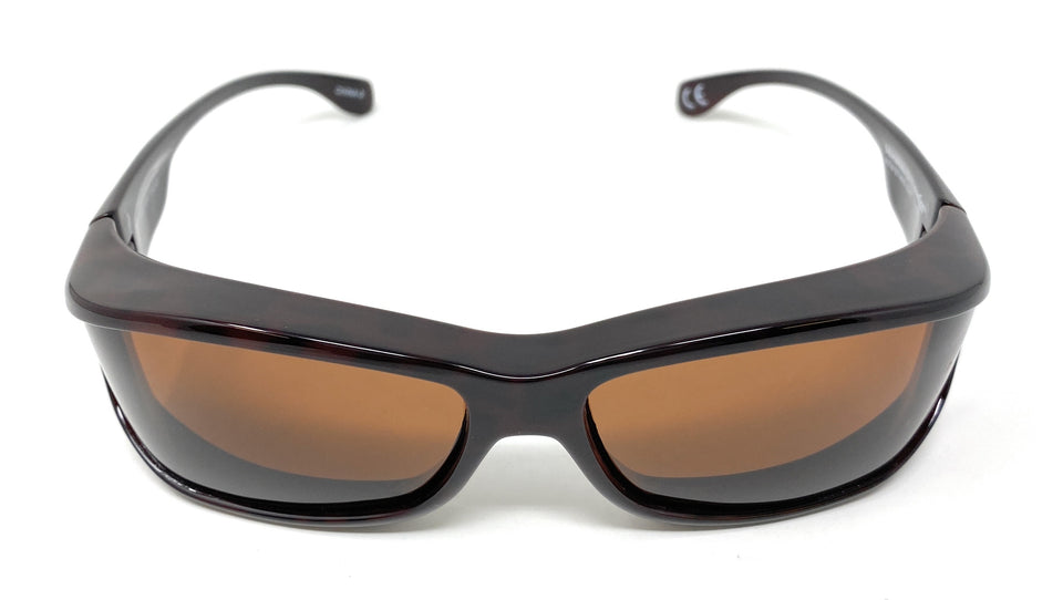 Solar Shield Sunglasses Polarised Optical Covers Over Spectacles BROWN 578 1