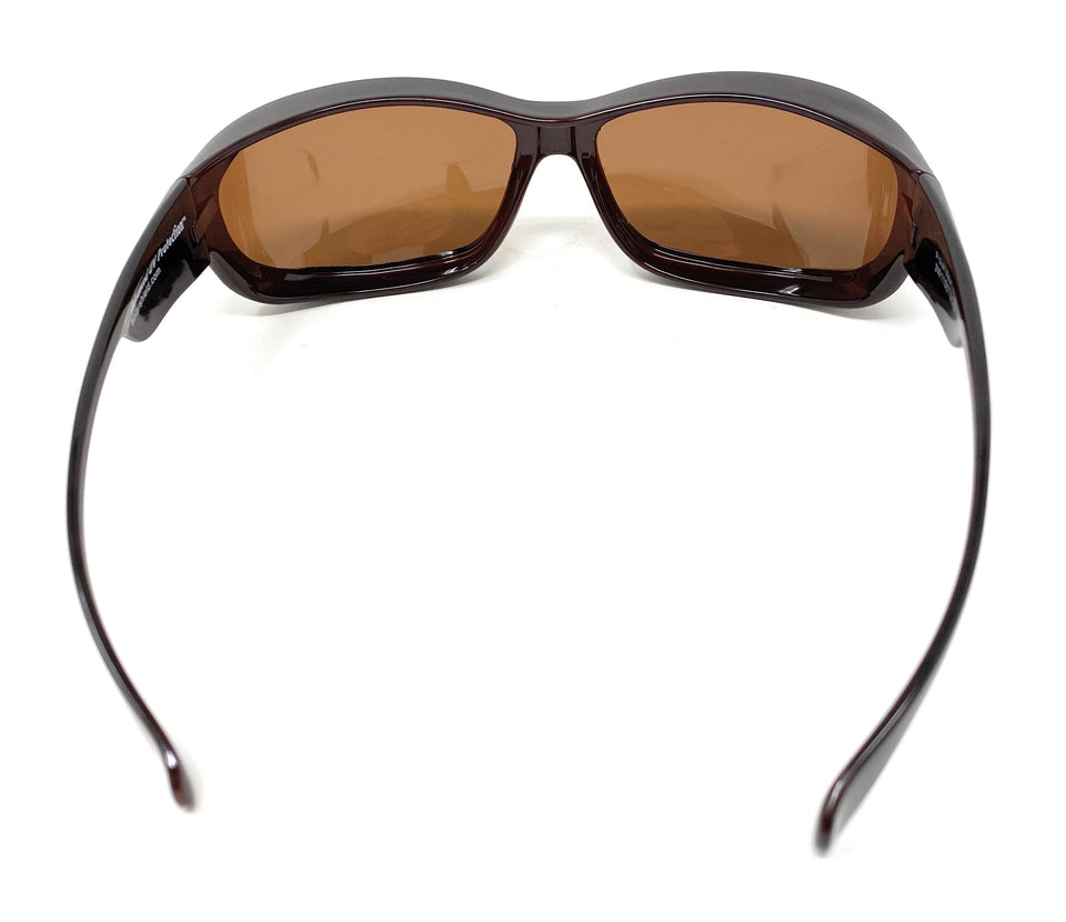 Solar Shield Sunglasses Polarised Optical Covers Over Spectacles BROWN 578 5