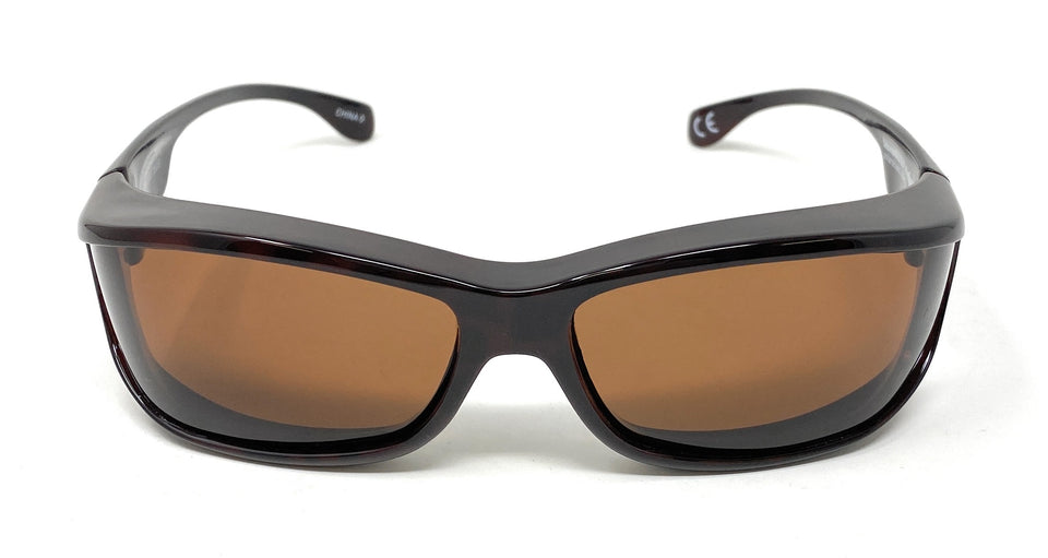 Solar Shield Sunglasses Polarised Optical Covers Over Spectacles BROWN 578 9
