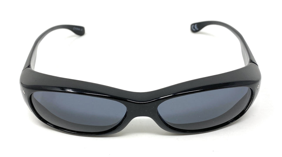 Polarised Optical Covers Over Spectacles BLACK with Diamond Effect Solar Shield 580 Full Front