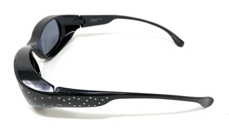Polarised Optical Covers Over Spectacles BLACK with Diamond Effect Solar Shield 580 Side