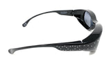 Polarised Optical Covers Over Spectacles BLACK with Diamond Effect Solar Shield 580 Side On