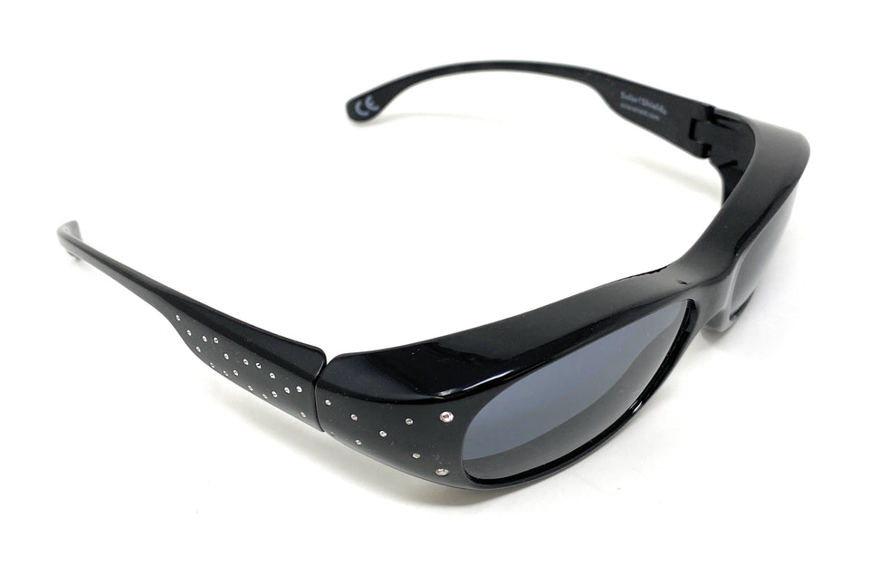 Polarised Optical Covers Over Spectacles BLACK with Diamond Effect Solar Shield 580 Profile