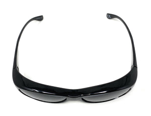 Polarised Optical Covers Over Spectacles BLACK with Diamond Effect Solar Shield Open