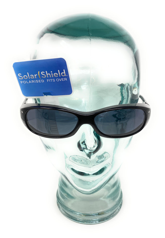 Polarised Optical Covers Over Spectacles BLACK with Diamond Effect Solar Shield 580 Skull