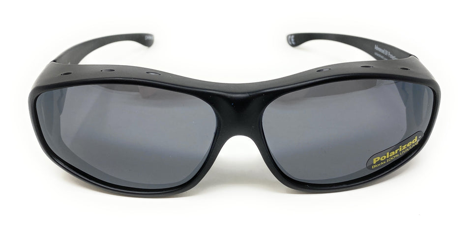 Sunglasses - Polarised Optical Covers for Over Spectacles - BLACK Wraparound Lenses 576
