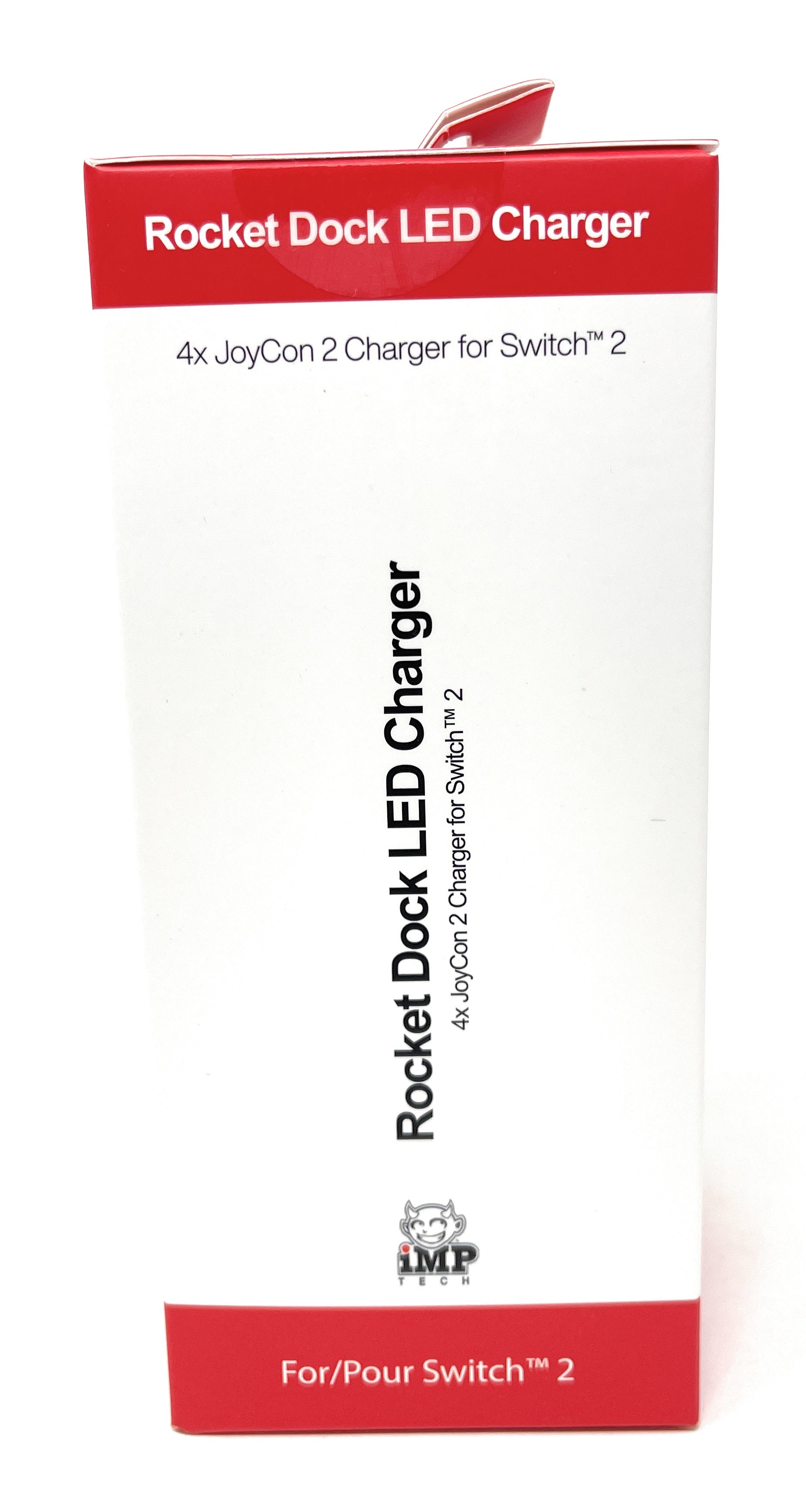Rocket Dock LED Charger packaging for Switch 2 on a white background