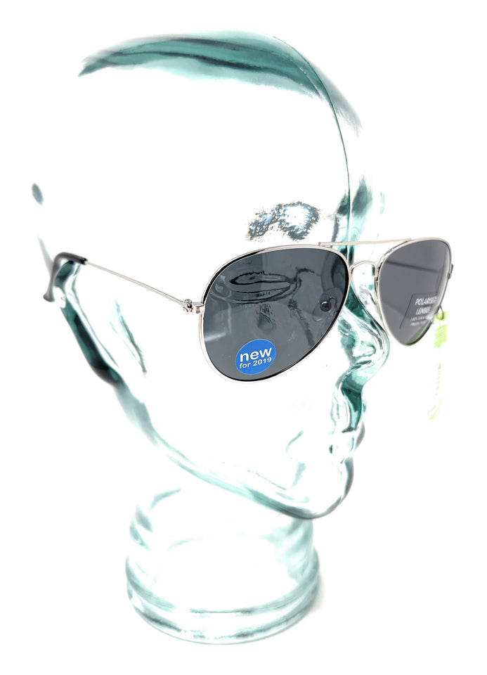 Pilot sunglasses on head side view
