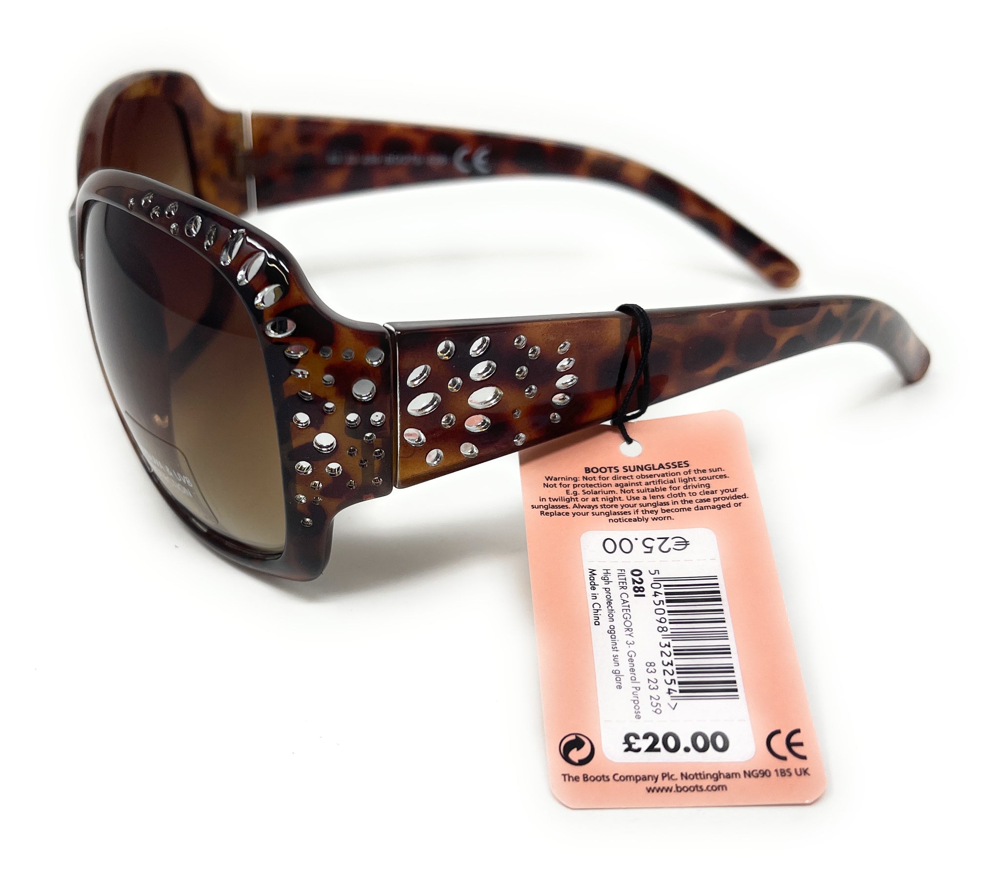 Boots Ladies Sunglasses Brown Tortoise Shell with Silver Detail 028I Clubit Ltd