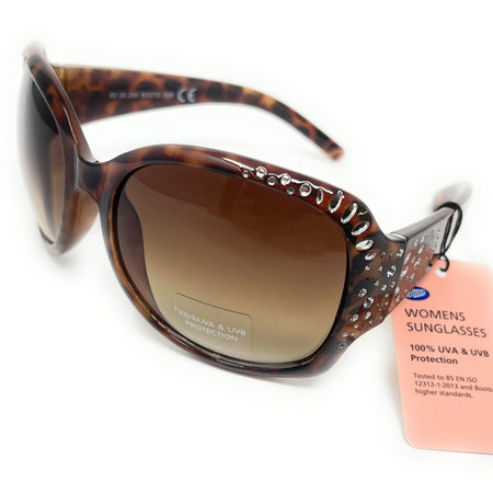 Boots Ladies Sunglasses Brown Tortoise Shell with Silver 028I