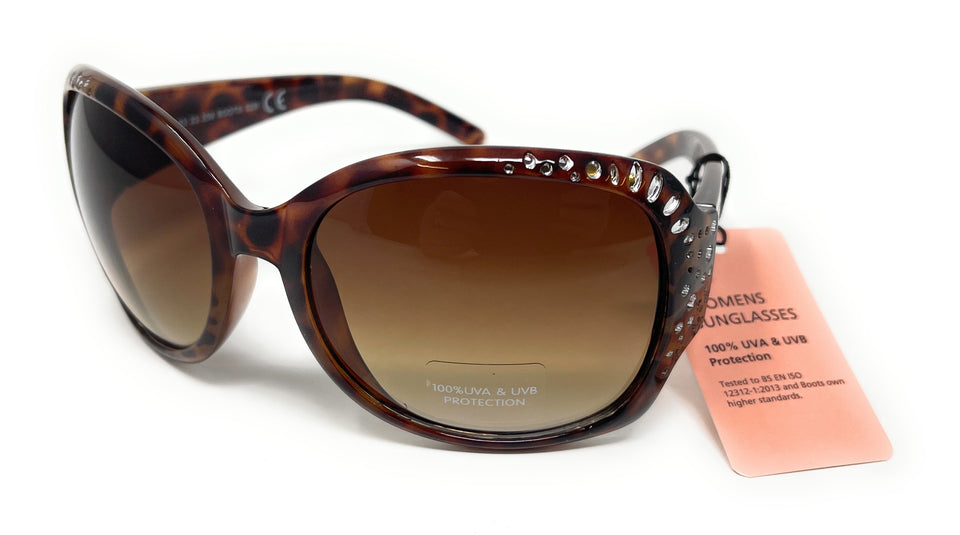 Boots Ladies Sunglasses Brown Tortoise Shell with Silver 028I 6