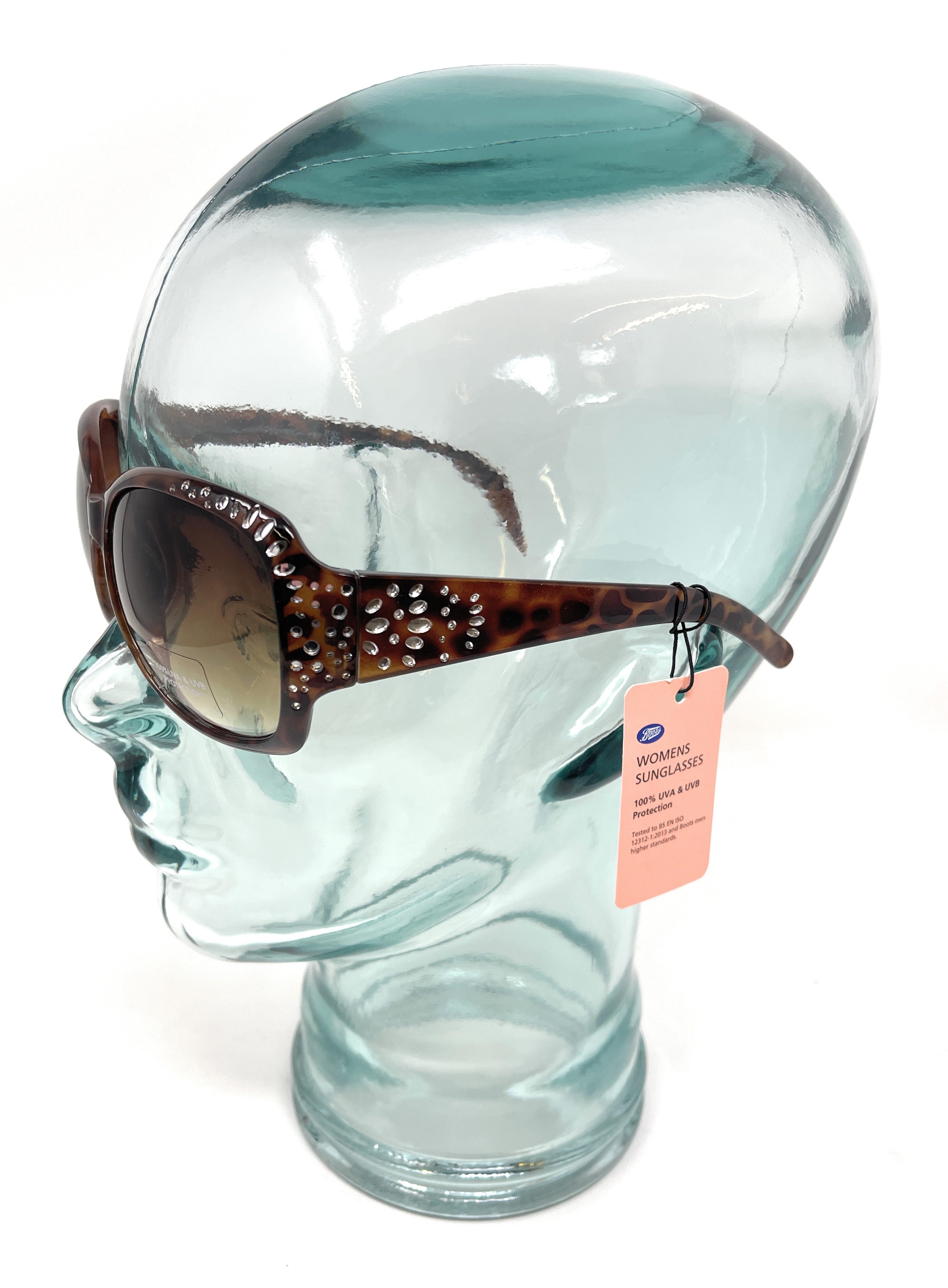 Boots Ladies Sunglasses Brown Tortoise Shell with Silver Detail