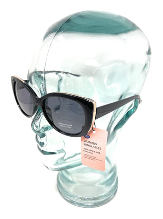 Retro Sunglasses Black Frames  Metal Trim 035I 9