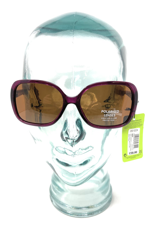 Boots Polarised Sunglasses Purple Frame Brown Lenses 089I