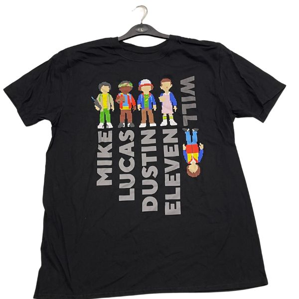 Stranger Things T-Shirt with Cartoon Character Pixel Art